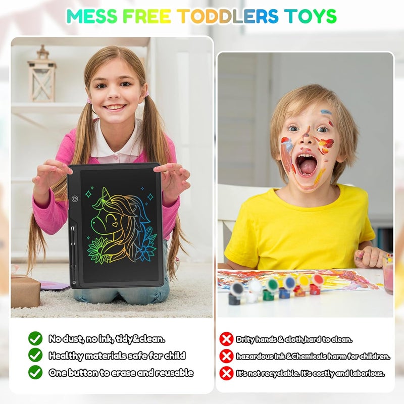 POPERFUN 13 Inch LCD Writing Tablet for Kids, Rechargeable Erasable Doodle Board Colorful Toddler Drawing Pad, Preschool Learning Toys Christmas Birthday Gift 3 4 5 6 7 Year Old Girls Inky Black - Image 3